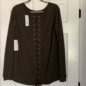 Pink Clover Alberta Lace Up Back Knit Top